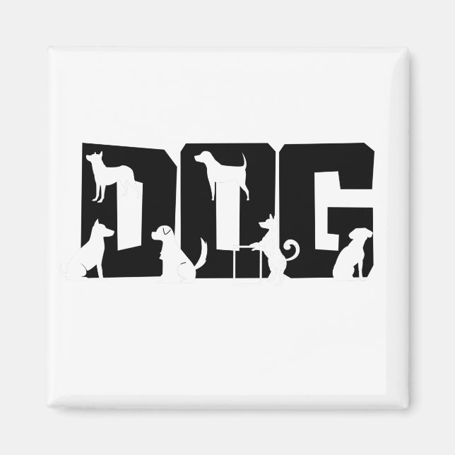 Hund WordArt i 3d Magnet (Framsidan)