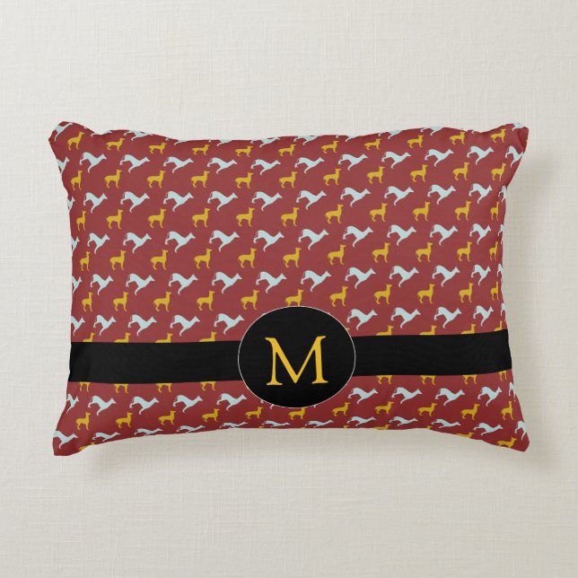 Hund Year Zodiac Birthday Monogram A Pillow Prydnadskudde (Framsidan)