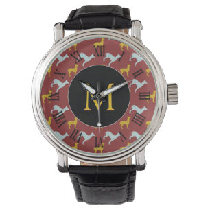 Hund Year Zodiac Birthday Monogram Roman Numerals  Armbandsur