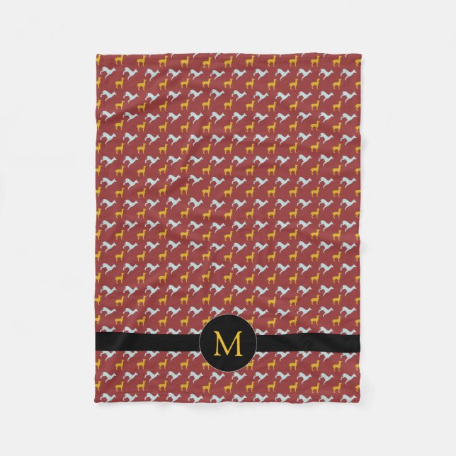 Hund Year Zodiac Birthday Monogram S Blanket Fleecefilt (Framsidan)