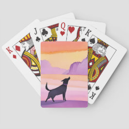 Hund ylar | Svart Hund Vattenfärg Silhuett Casinokort