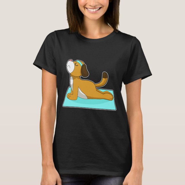 Hund Yoga Fitness Gymnastics T Shirt (Framsida)