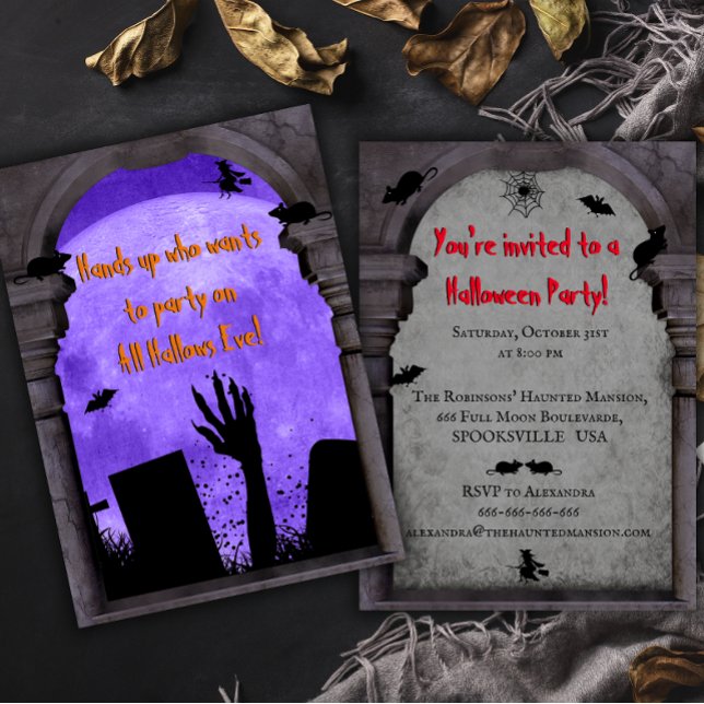 Hundad graveyard Creepy Halloween Inbjudningar (Skapare uppladdad)