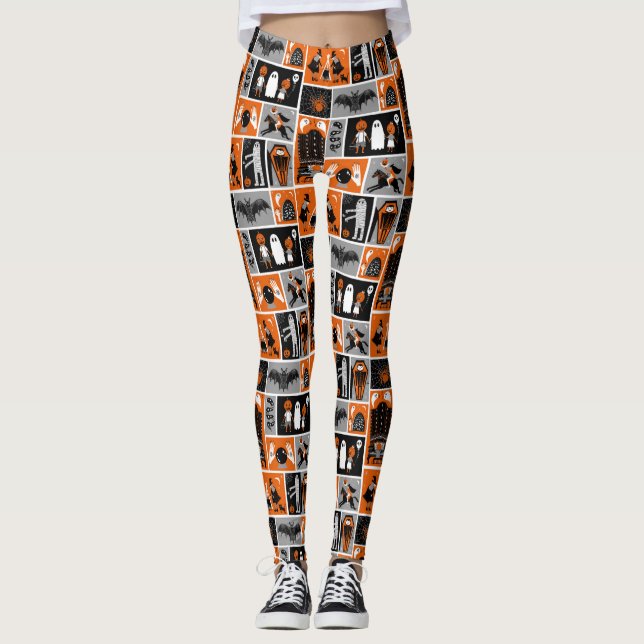 Hundad House Halloween mönster Leggings (Framsida)