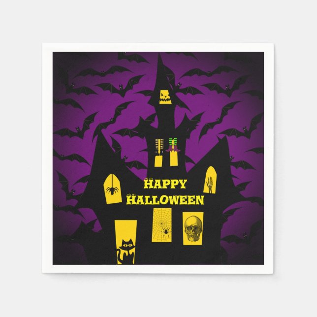 Hundad House Halloween Papper Napkins Pappersservett (Framsidan)