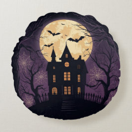 Hundad House Halloween Round Pillow Rund Kudde