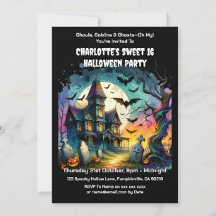 Hundad House Halloween Sweet 16 Födelsedagsfester Inbjudningar