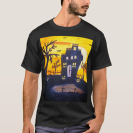 Hundad House Halloween Watercolor Creepy Spooky T Shirt