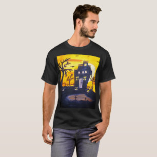 Hundad House Halloween Watercolor Creepy Spooky T Shirt