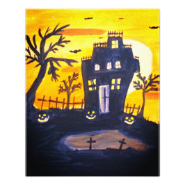 Hundad House Halloween Watercolor Fototryck