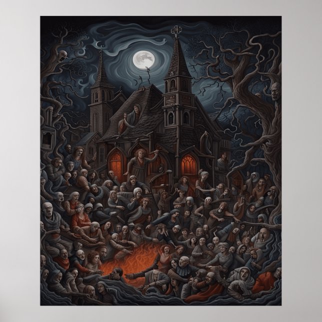 Hundad House Halloween Zombie samlas Poster (Framsidan)