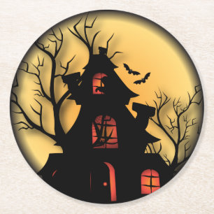 Hundade Halloween House Underlägg Papper Rund
