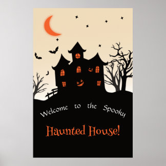 Hundade House Halloween Silhouet Foam Boards Poster