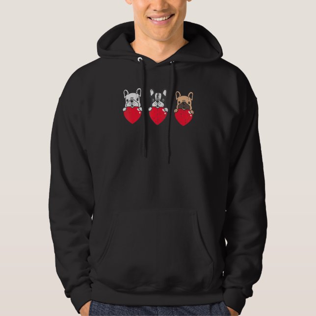 Hundägare Frenchie Heart Pet Animal Fransk Bulldog Hoodie (Framsida)