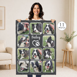 Hundälskare 11 Fotokollage Anpassad Färg Fleecefilt