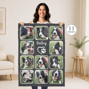 Hundälskare 11 Fotokollage Anpassad Färg Fleecefilt
