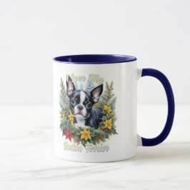 Hundälskare Adsible Boston Terrier Winter Theme Mugg