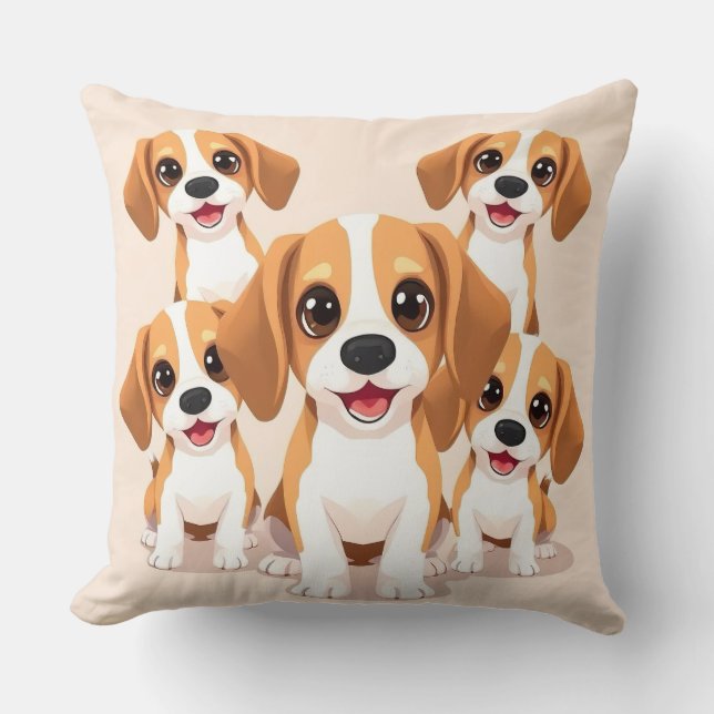 Hundälskare – AI-Serieteckning Beagle-illustration Kudde (Framsida)