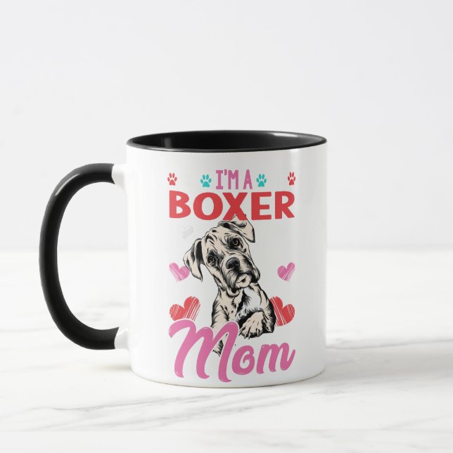 HUNDÄLSKARE BOXER MAMMA GIFT MUGG (Vänster)