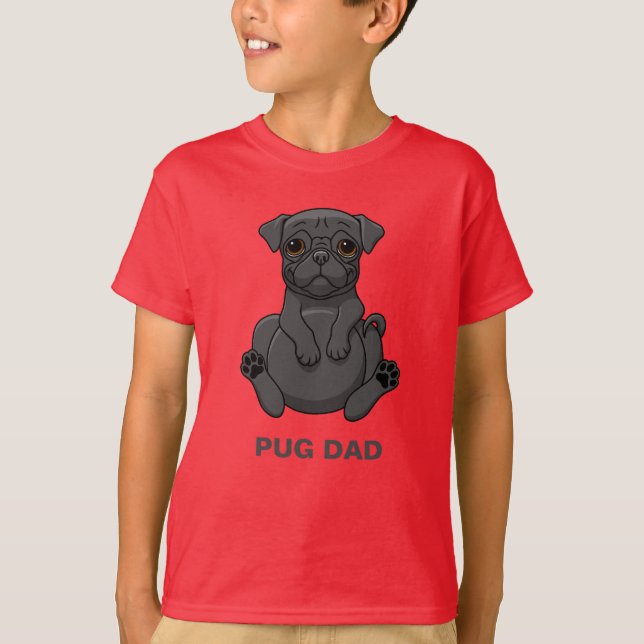 Hundälskare Cute Tjock Black Pug Pappa T Shirt (Framsida)