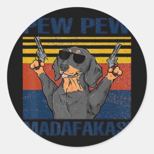 Hundälskare Dachshund Pew Pew Vintage Runt Klistermärke