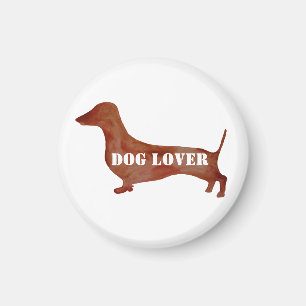 Hundälskare Dachshund Small, 3,2 cm runt magnet