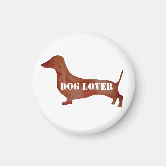 Hundälskare Dachshund Small, 3,2 cm runt magnet (Framsidan)