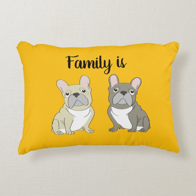 Hundälskare, familjen är prydnadskudde (Framsidan)