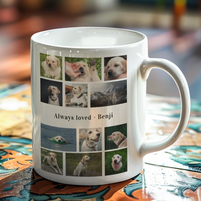 Hundälskare Fotokollage Kaffemugg (Dog lovers custom mug with photo template.)