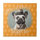 Hundälskare Fotoostinspektör Kakelplatta<br><div class="desc">Roligt köksdeka. Hundälskarns personlig. Officiell Cheese Inspection</div>