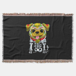 Hundälskare Funny Halloween med bulldog Skull Filt