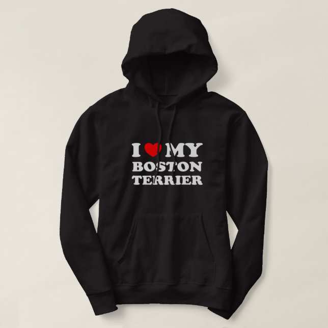 Hundälskare Heart I Kärlek My Boston Terrier Hoodie (Design framsida)