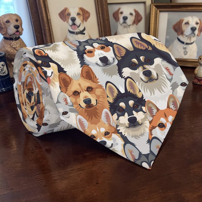 Hundälskare Hund Retro Skräddarsydd Slips (Skapare uppladdad)