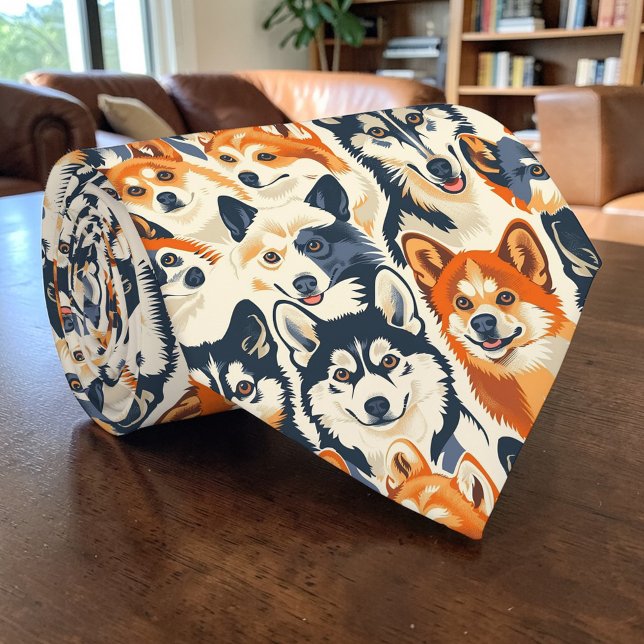 Hundälskare Hund Retro Skräddarsydd Slips (Skapare uppladdad)