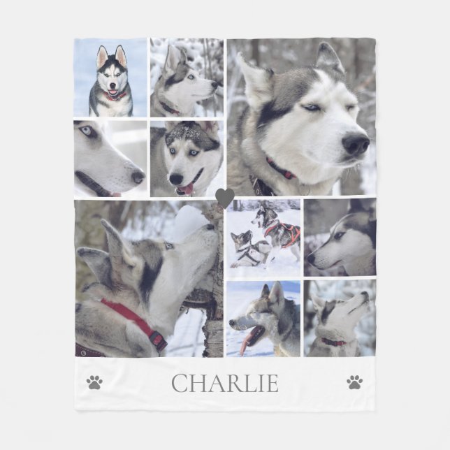 Hundälskare Husdjur Foto Collage Fleecefilt (Framsidan)