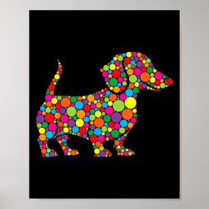 Hundälskare i Lachshund Polka Dot Lycklig Dot Dot Poster