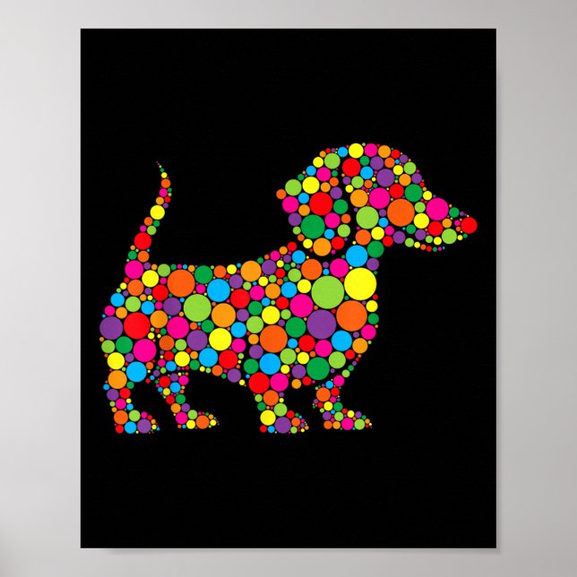 Hundälskare i Lachshund Polka Dot Lycklig Dot Dot  Poster (Framsidan)