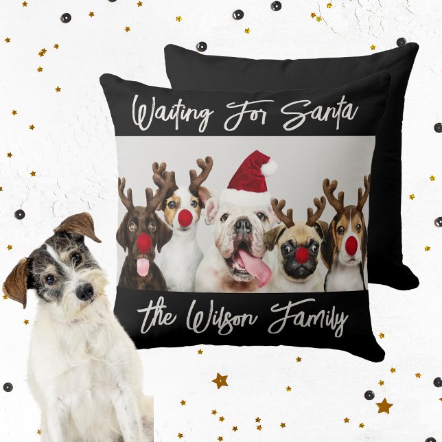 Hundälskare julklapp med Namn Kudde (Dog Lover's Christmas, Family Name Throw Pillow)