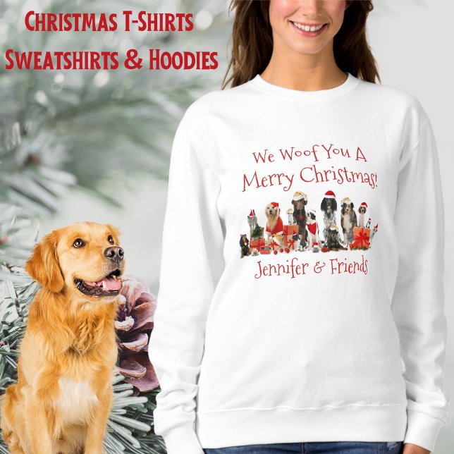Hundälskare - Julskirrt, lägg till Namn Tee Shirt (Dog Lovers Christmas Shirt, Add Name T-Shirt)