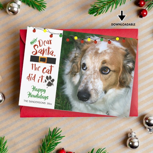 Hundälskare, "Kära tomten, Katten gjorde det"-1 fo Julkort (Skapare uppladdad)