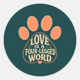 Hundälskare Klistermärke- Paw Print Typografi Runt Klistermärke