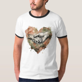 Hundälskare Människa Djur Band Vattenfärg Hjärta T Shirt