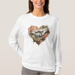 Hundälskare Människa Djur Band Vattenfärg Hjärta T Shirt