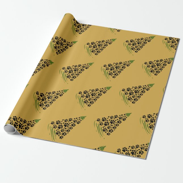 Hundälskare Paw Print Julgran 6 Presentpapper (Utrullad)