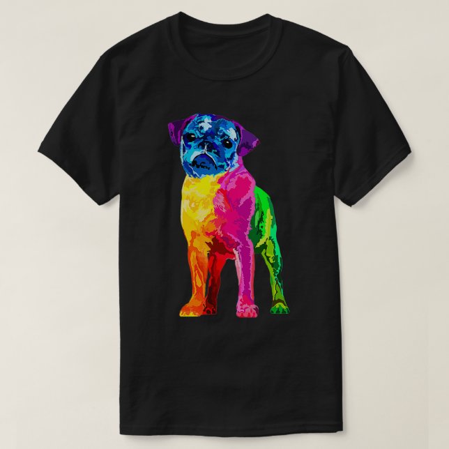 Hundälskare presenter Mops för Kvinnor Färgrik Mop T Shirt (Design framsida)