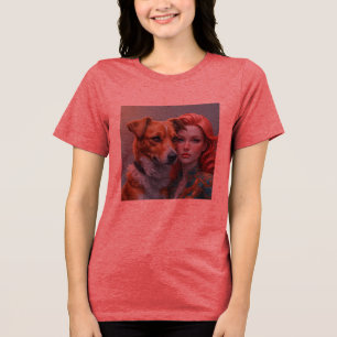 Hundälskare Skräddarsydd Bildtryckt Röda Dam T Shirt
