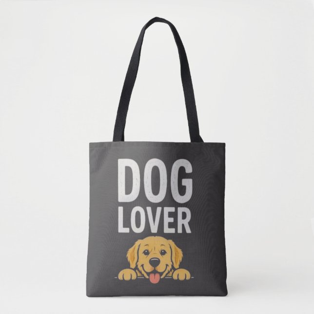 Hundälskare Söt Hund Illustration Typografi Design Tygkasse (Framsida)