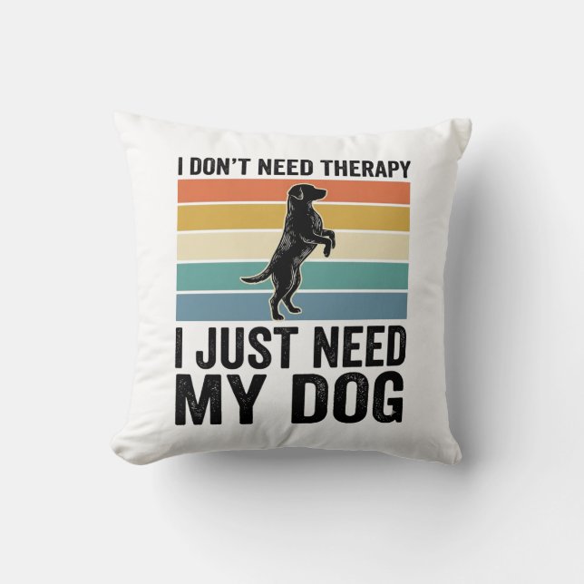 Hundälskare Terapi Citat Vintage Gravyr Design_1 Kudde (Framsida)