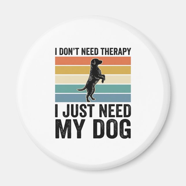 Hundälskare Terapi Citat Vintage Gravyr Design_1 Magnet (Framsidan)