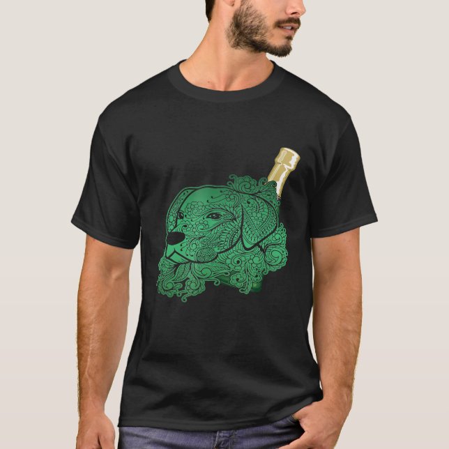 Hundälskare Vin Flaska Animals Vin Glas Glas T Shirt (Framsida)